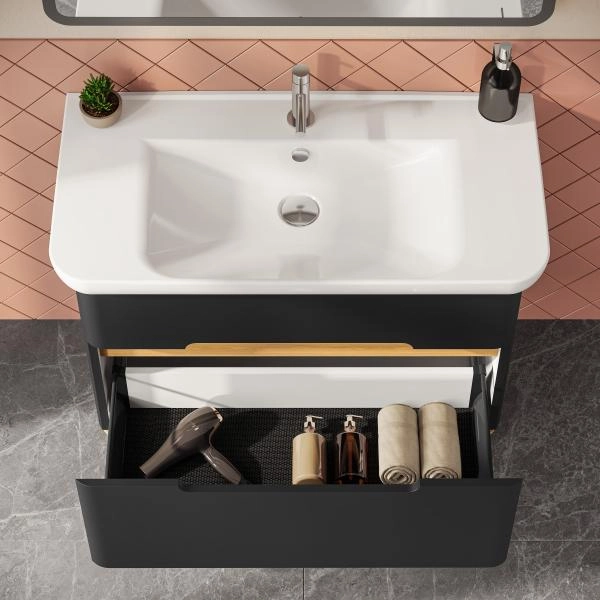 Тумба с раковиной  VitrA Sento  60838 100 см матовая антрацит МДФ