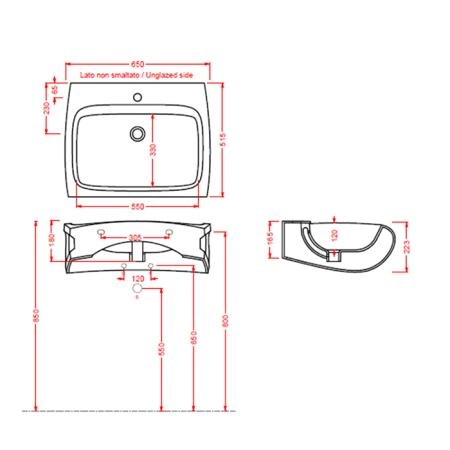 Artceram/Hidra HI-LINE Раковина 65х50 см, 1 отв., подвесная, цвет: белый