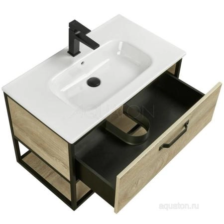 Тумба под раковину AQUATON Лофт Фабрик 80 дуб эндгрейн 1A242401LTDU0