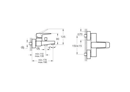 Смеситель VitrA Root Square  A42737EXP настенный однорычажный хром латунь
