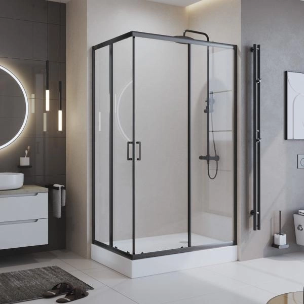 Душевой уголок BelBagno UNO-195 100x90 прозрачное стекло 5 мм профиль хром UNO-195-AH-2-100/90-C-Cr