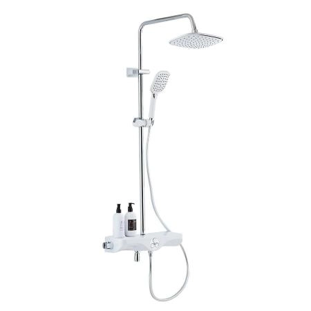 Смесители Azario Душевая стойка с термостатом Azario AZ-821, хром/белый