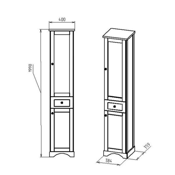 Пенал Ferrara Модена 40 см левый, цвет орех