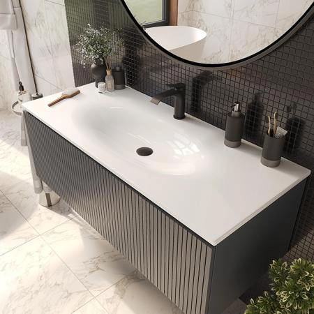 TW Shape комплект мебели, база с раковиной Kerasan 548001*1, 122х52см, с 1-м выдвиж. ящиком с механизмом push to open, цвет: серый матовый RAL7016