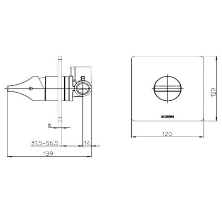 Смеситель для душа Bossini APICE Z00504.073 встраиваемый на 1 выход, цвет черный матовый