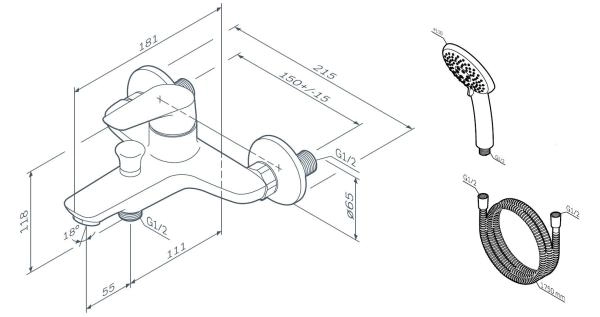 Смеситель для ванны AM.PM Joy F85E15000 хром