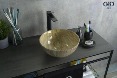 Раковина Gid Mnc488 32x32 на столешницу камень глянцевая