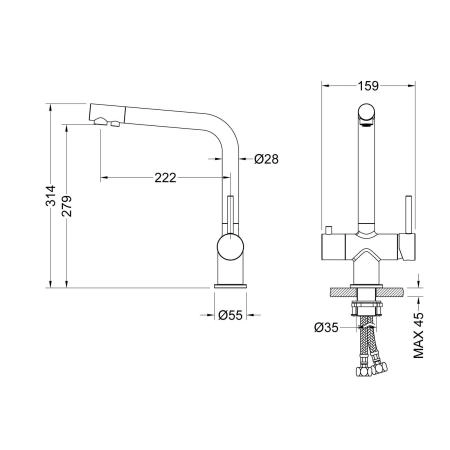 Смеситель для кухни с подключением фильтра Timo Saona 2396/00F хром