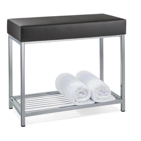 Decor Walther DW 77 Скамья с полочкой 60x30x52см, напольная, цвет: хром / черный