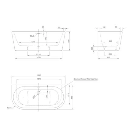 KNIEF Wall XS Corner L Ванна в правый угол 165x75x58xсм, с щелевым переливом, без сл-пер, цвет: белый