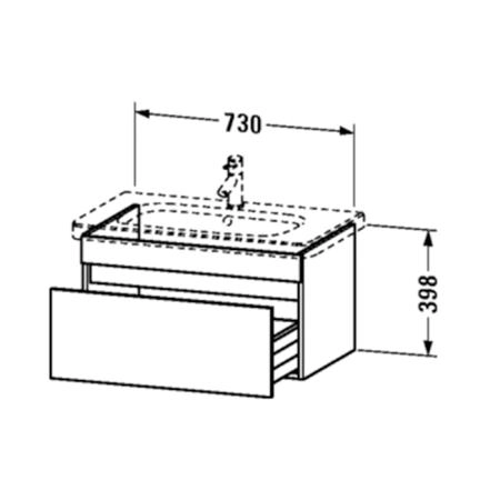 Duravit DuraStyle Тумба с раковиной 73х44.8х39.8см., подвесная, 1 ящик, цвет: Графит матовый