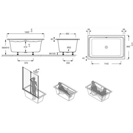 Ванна Jacob Delafon CAPSULE E6D123-00 140х90 см
