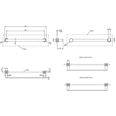 Gessi Emporio accessories Полотенцедержатель для крепления на стекло, 45 см, цвет: хром