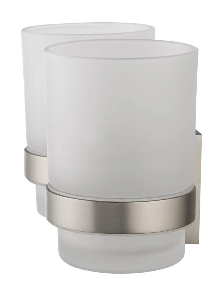 Два стакана для зубных щеток с держателем WONZON & WOGHAND POLO, Брашированный никель (WW-8928-BN)