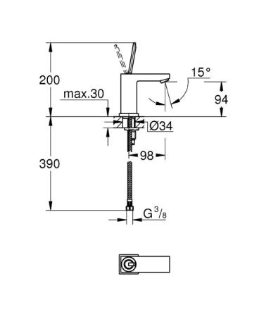 Смеситель Grohe Eurocube Joy 23656000 для раков,гладкий корпус,размер S