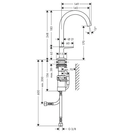 Axor One Смеситель для раковины Sel 170, на 1 отв., с донным клапаном Push-Open, цвет: шлифованная бронза