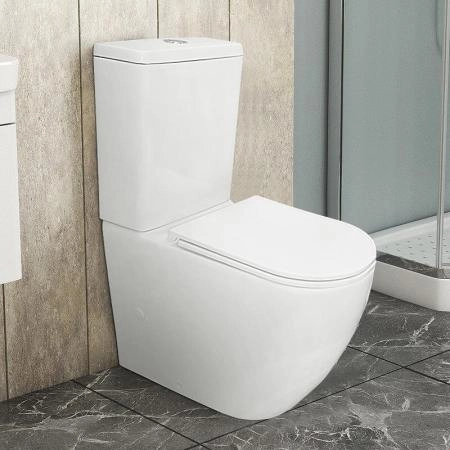 Унитаз напольный Azario Grado (ТОРНАДО) 665х380х845 безободковый с бачком и сидением (AZ-2141UQ1)