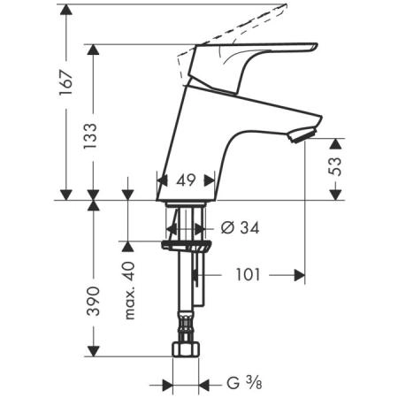 Hansgrohe Focus E2 31733000 смеситель для раковины без донного клапана 3/8