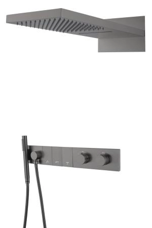 Встроенная душевая система Boheme ZODIAC с термостатом, трехпозиционная Gun Metal 133-GM