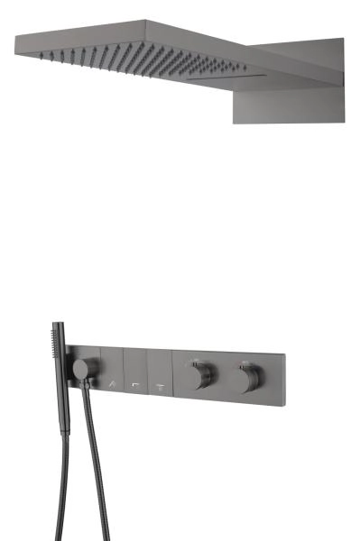 Встроенная душевая система Boheme ZODIAC с термостатом, трехпозиционная Gun Metal 133-GM