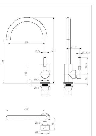Смеситель для кухни Paulmark Holstein, антрацит, Ho212063-401