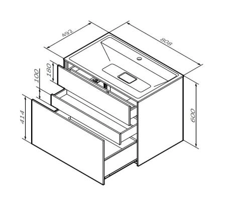 Тумба под раковину подвесная AM.PM Inspire 2.0 M50AFHX0803EGM элегантный серый матовый