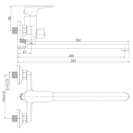 Смеситель Rossinka RS31-32 для ванны универсальный