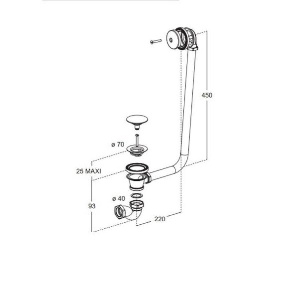 Слив-перелив для ванны Jacob Delafon CLEO E7807-CP хром