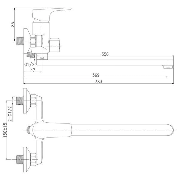 Смеситель Rossinka RS31-32 для ванны универсальный