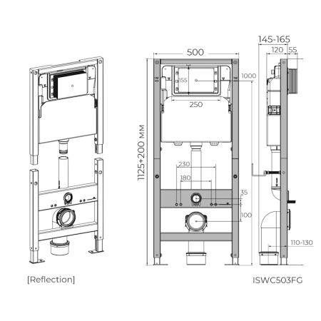 Инсталляция для подвесного унитаза KNOTLOR SPECTRUM ISWC503FG, бирюзовый (серия 2)