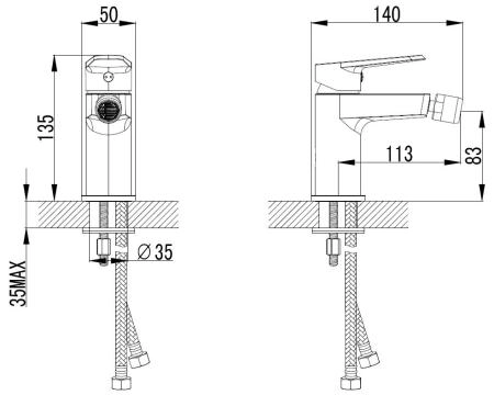 Смеситель для биде AZARIO CASTELO хром (AZ-VJC468274C)