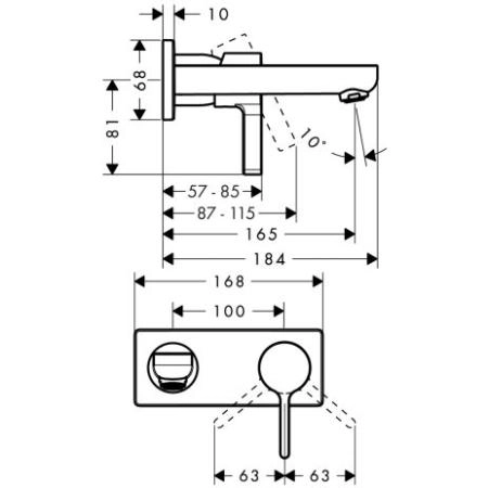 Hansgrohe Metris S Смеситель для раковины, однорычажный, излив 165 мм, СМ, внешняя часть, цвет: хром