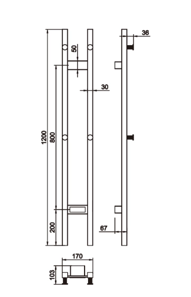 Полотенцесушитель электрический Boheme 2-трубы квадратный SHINE GUN METAL 728-SGM