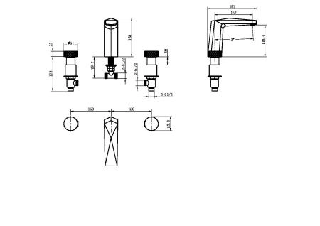 Смеситель врезной на 3отв. Boheme VENTURO белый-золото, ручка TOUCH 150-WG-TOUCH