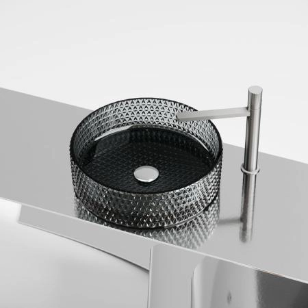 Умывальник чаша накладная круглая (цвет черный) Cristal 360x360x112мм