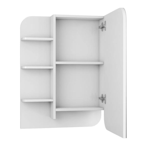 Зеркало-шкаф UNCORIA Лина 55 см белое, полки слева