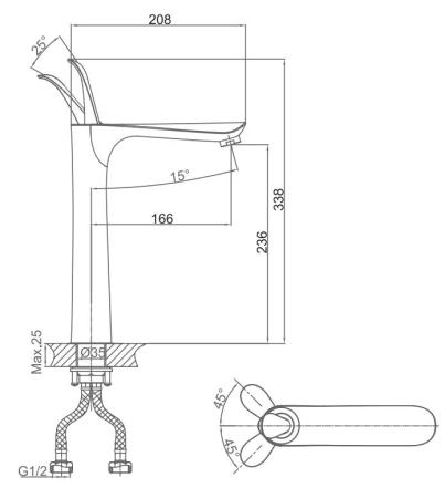 Смеситель для раковины высокий D&K Venice Baciano (DA1032059)