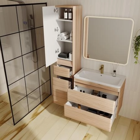Тумба подвесная Style Line Атлантика 80, Люкс ясень перламутр, PLUS