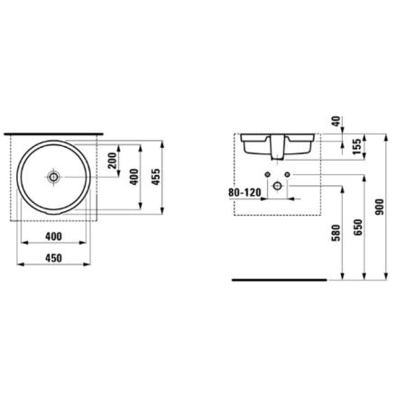 Laufen Living City Раковина 40х40х15.5 см, без отв., цвет: белый