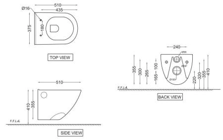 Унитаз подвесной Jaquar Continental (CNS-WHT-963UFSM) безободковый с микролифтом