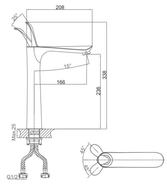 Смеситель для раковины высокий D&K Venice Baciano (DA1032059)