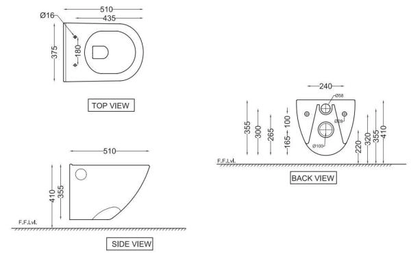 Унитаз подвесной Jaquar Continental (CNS-WHT-963UFSM) безободковый с микролифтом