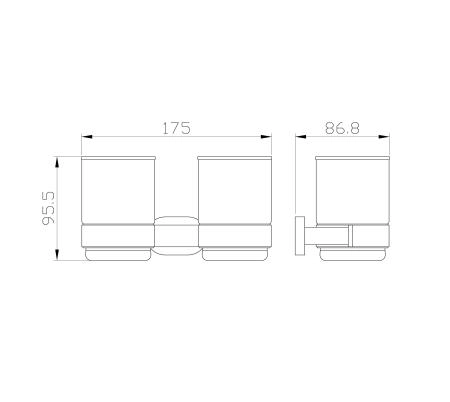 Два стакана для зубных щеток с держателем WONZON & WOGHAND FIRST, Глянцевое золото (WW-8428-LG)