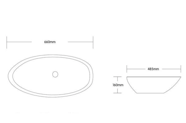 Раковина Cerutti SPA CR1005 накладная, белая, асимметричный овал 660х485х160