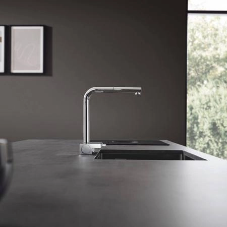 Hansgrohe Aquno Select M81 Смеситель для кухни, 1 отв., с вытяжным душем, sBox, цвет: хром