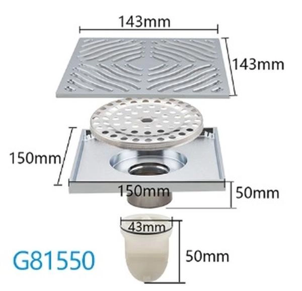 Душевой трап Gappo G81550 хром 150x150мм