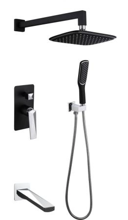 Смеситель встроенный с изливом Boheme VENTURO ЧЕРНЫЙ+ХРОМ 374-B-2