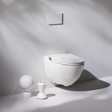 Laufen Cleanet Riva Унитаз-биде подвесной 600х395х405 мм, безободковый у с пультом д/у, с сиденьем, c покрытием LCC , цвет белый матов/хром