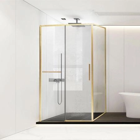 Душевой уголок Vincea Slim Soft VSR-1SS8013CLG, 1300*800, брашированное золото, стекло прозрачное