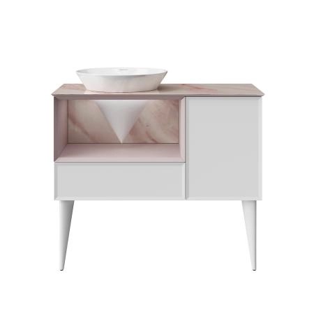 Тумба Kerama Marazzi CONO КОНО CO.97\MAL подвесная с открытой полкой и ящиками 97, белая матовая-мальва